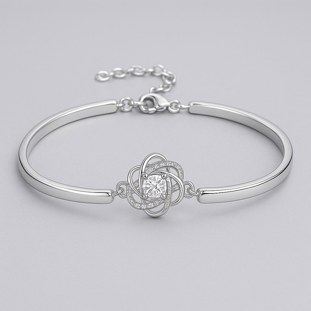 AMULETO DE BUENA FORTUNA - PULSERA DE TRÉBOL DE CUATRO HOJAS EN PLATA