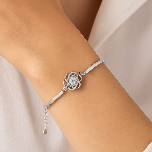 AMULETO DE BUENA FORTUNA - PULSERA DE TRÉBOL DE CUATRO HOJAS EN PLATA