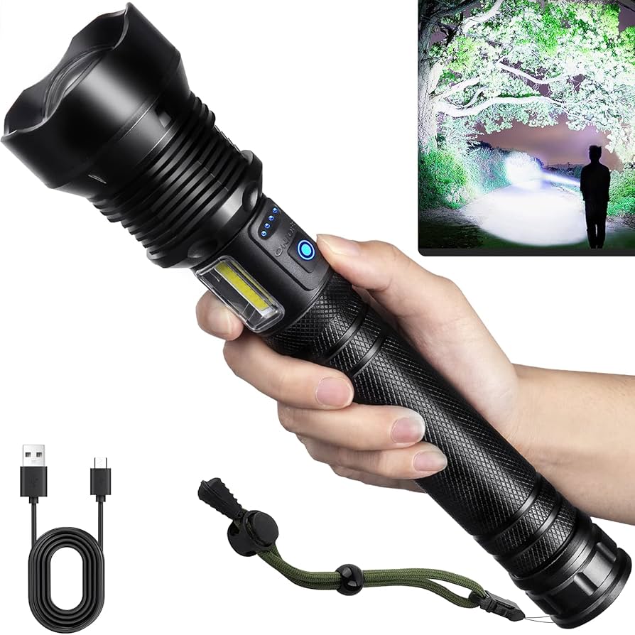 QUEDAN POCAS UNIDADES – LINTERNA TÁCTICA ALTA POTENCIA RECARGABLE CON ZOOM E IMPERMEABLE